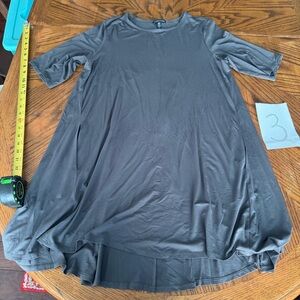 Eileen Fisher A Line Shift Dress 3/4 Sleeve Viscose Jersey grey size med
